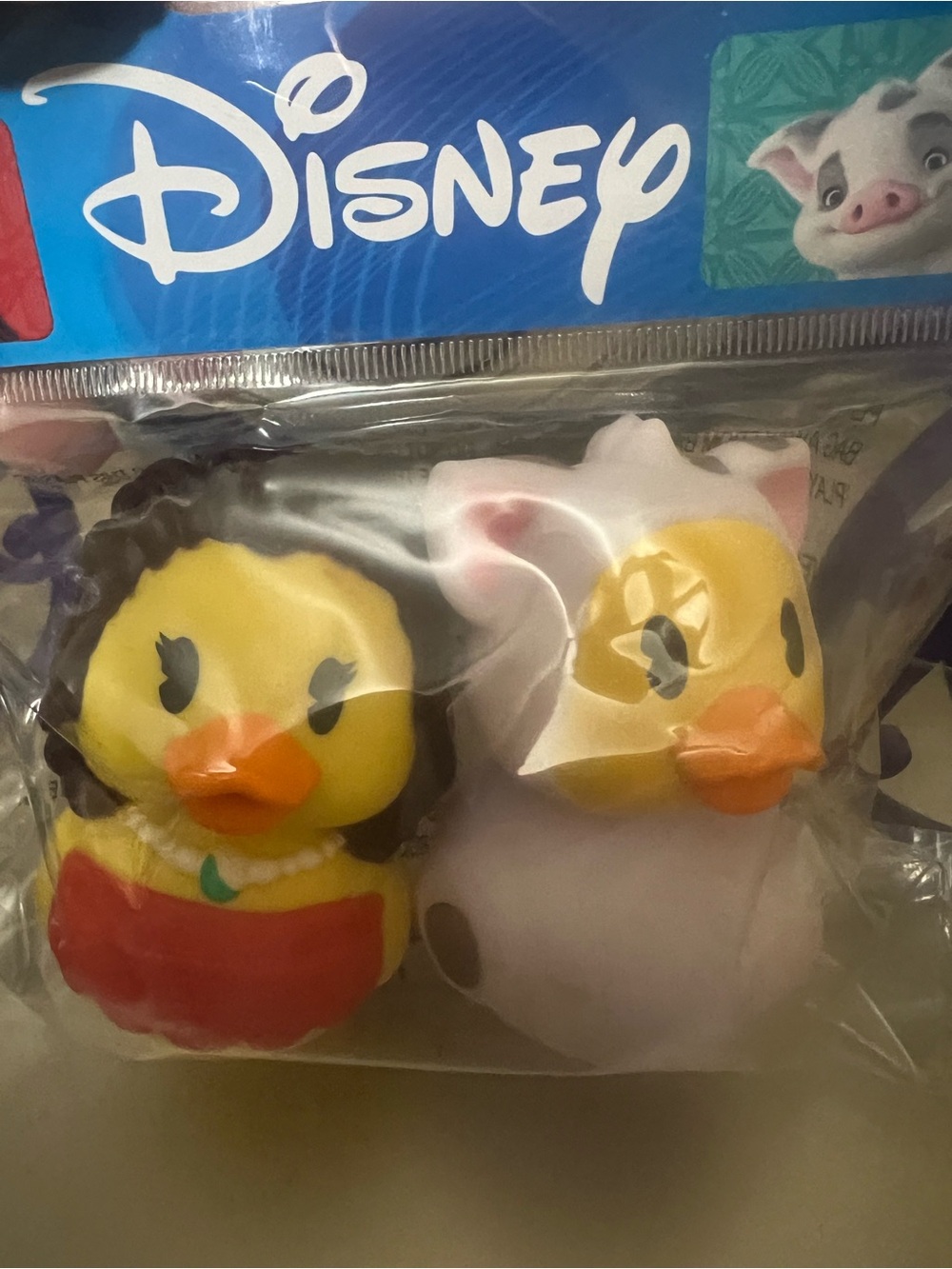Disney Small Yellow Duck Collectible Duo with Red and White Costumes